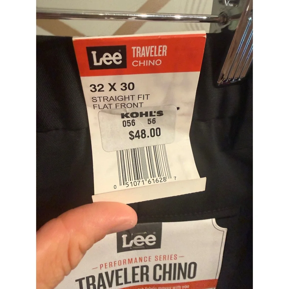 Lee Traveler Chino Mens 32x30 Black Performance Series Straight Fit Stretch